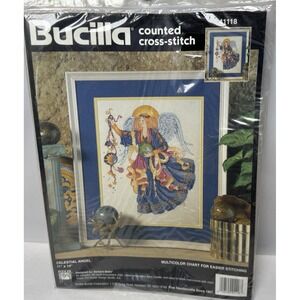 Bucilla CELESTIAL ANGEL Cross Stitch Kit Christmas Barbara Baatz 11"x14" NEW